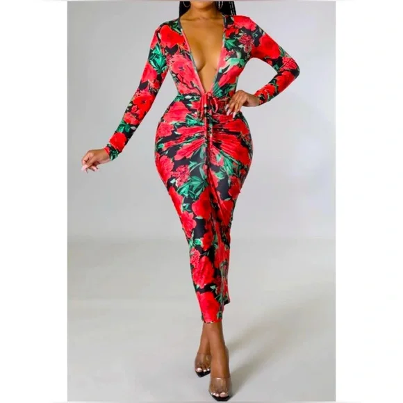 Goodtimeusa | Dresses | Womens Esmeray Deep V Neck Long Sleeves Ruched Bodycon Midi Dress | Poshmark Goodtimeusa | Dresses | Womens Esmeray Deep V Neck Long Sleeves Ruched Bodycon Midi Dress | Poshmark